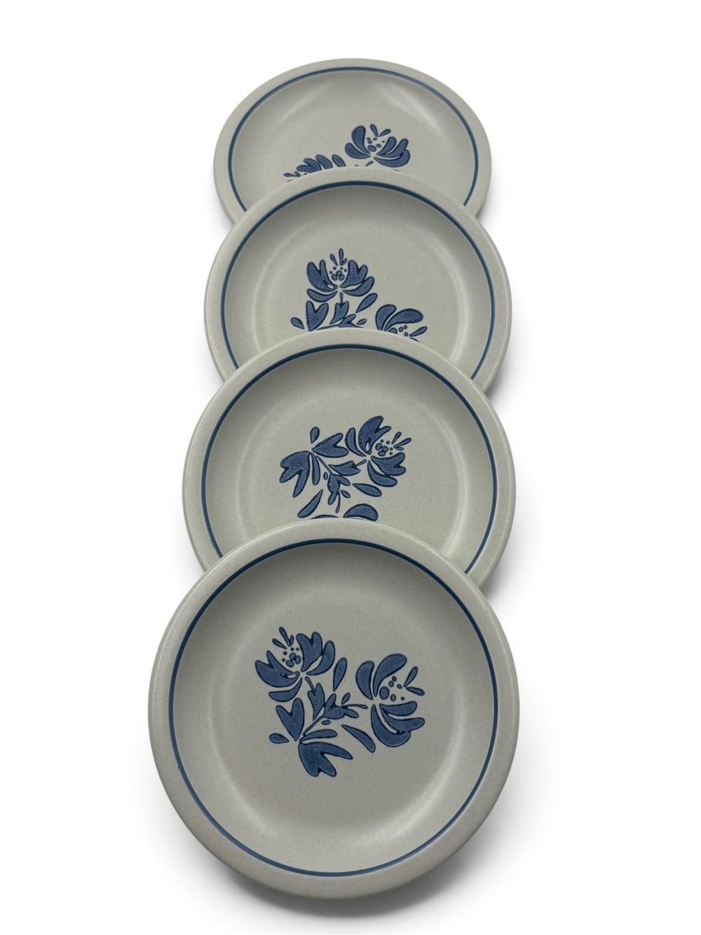 Vtg Pfaltzgraff Yorktowne Stoneware Salad Plates Set of 4 Cottagecore Blue Gray